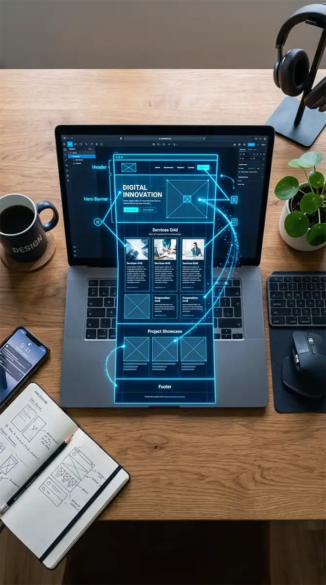 Postazione di lavoro di un web designer freelance a Enna